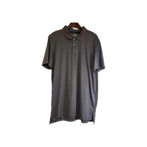 Mens The Foundry Supply Co.  Size LT Polo Shirt Dark Grey With Red Lined Collar.